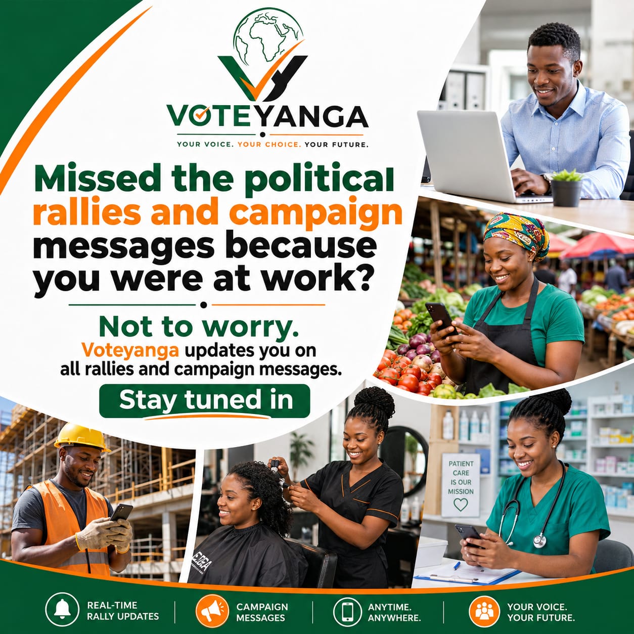 VoteYanga campaign and political rally update service for busy voters